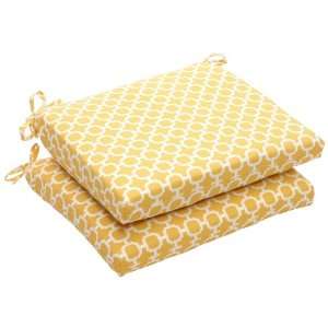  Pillow Perfect Outdoor Yellow/White Geometric Square Seat 