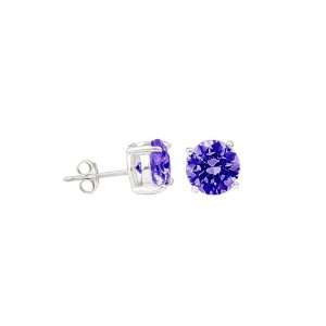   Tanzanite CZ Sterling Silver Stud Earrings Willow Company Jewelry