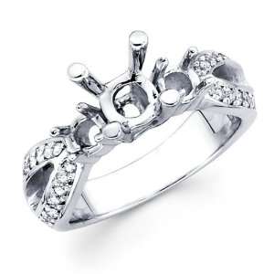  Semi Mount Diamond Engagement Three Stone Ring 14k White 