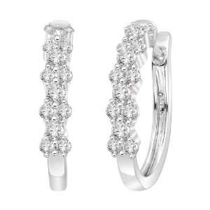  14k White Gold Diamond Hoop Earrings (2/3 cttw, H I Color 