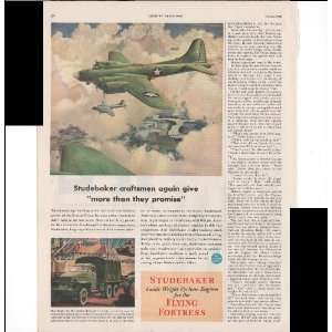   Wright Cyclone Engines Flying Fortress 1943 War Antique Advertisement