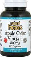 Natural Factors Apple Cider Vinegar, 500 mg, 180 Caps  