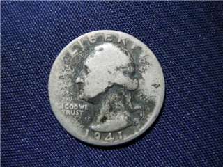 1941 Silver Washington Quarter Coin  