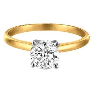  10k Yellow Gold Round Solitaire Diamond Engagement Ring (3 