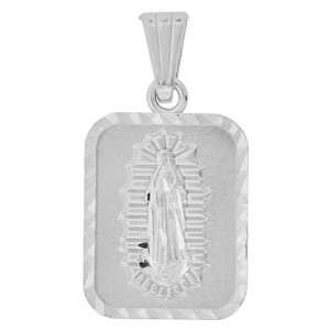  14k White Gold, Virgin Mother Mary Guadalupe Pedant Charm 