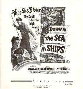 1949 Movie Down to the Sea in Ships original ad mats  