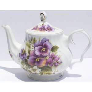 Fine Bone China 6 Cup Teapot Pansy Chintz  Kitchen 