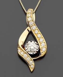 Diamond Necklace, 14k Gold Diamond Ribbon Pendant (3/8 ct. t.w.)