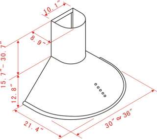 30 Stainless Steel Wall Mount Range Hood, K 1005  