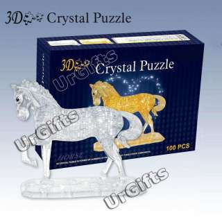 UrGifts     3D Crystal Puzzle Jigsaw Model 100 pc Horse Clear White 