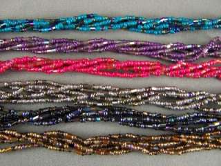   Grey seed bead 5 strand twist beaded 33 long necklace multi  