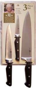 Paula Deen 3 piece Cutlery Chef Set BLACK Food Network Knives knife 