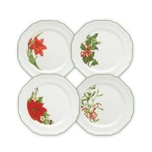  Mikasa Antique White Assorted Christmas Dinner Plates, Set 