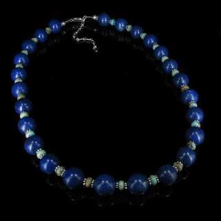 925 Sterling Silver Kingman Turquoise Lapis Necklace  