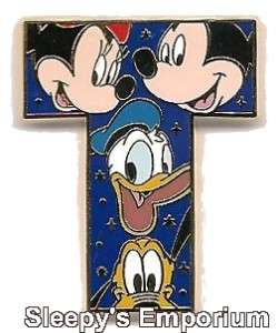 MICKEY AND FRIENDS LETTER T ALPHABET Disney Pin  