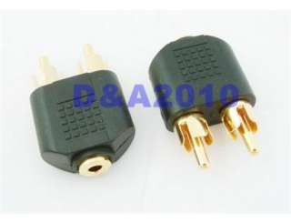 Gold 3.5 mm Female To 2 RCA MALE Stereo Audio Adapter  