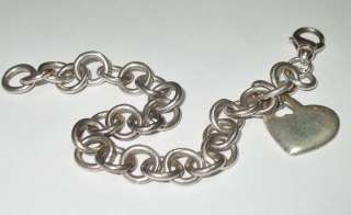   Vintage Sterling Silver 925 Heart Starter Charm Round Link Bracelet