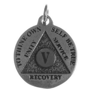 Alcoholics Anonymous Mini Medallion, 5 Year (V), 13/16 Wide 1 1/16 