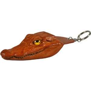  Genuine Alligator Head Key Chain Tan 