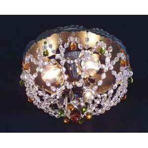   Adagio 3 Light Flush Mount in Ancient Gold with Light Amethyst crystal
