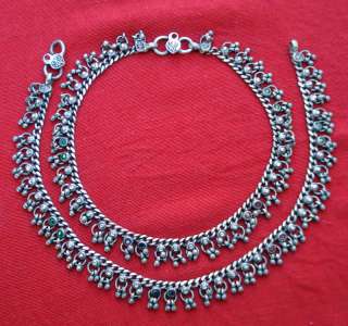 ETHNIC TRIBAL OLD SILVER ANKLET ANKLE CHAIN RAJASTHAN  