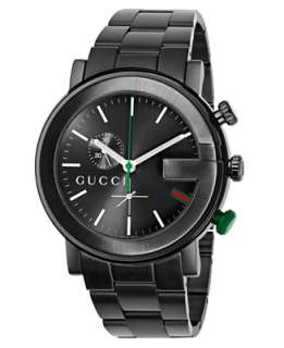 Gucci Watch, Mens G Chrono Collection Black Stainless Steel Bracelet 