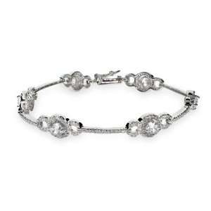  Exquisite Vintage Style CZ Sterling Silver Tennis Bracelet 