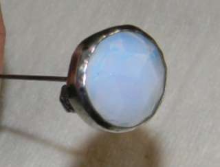 Antique Victorian Sterling Silver Moonstone HatPin Hat Ornament  