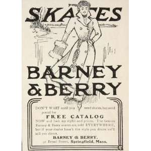  1901 Vintage Print Ad Ice Skates Women Barney & Berry 