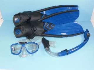 Aqua Lung Sport Pro Paradise Dry Snorkel Sideview Mask & Blast II Fins 