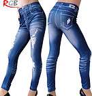 Dark Blue Jeans Style Leggings Tight Women Pants  