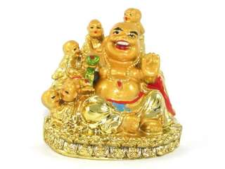 Laughing Buddha with Five Kids (s)   Feng Shui Statues  