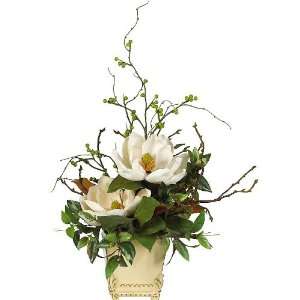    Magnolia w/Square Vase Silk Flower Arrangement