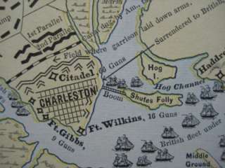   REVOLUTIONARY WAR MAP Siege of Charleston Fort Moultrie Citadel Ashley