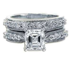  Ideal Asscher Cut Diamond Ring G VS2   Large 2.19 Tctw 