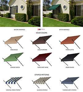 Window Awning Designer Style with Spear Supports in 7 Colors, 3 