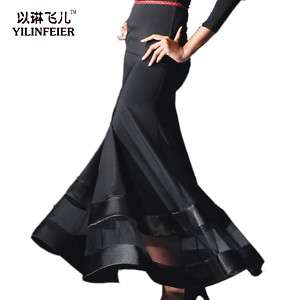 Latin Ballroom Dance dress long maxi skirt #S8027 Black  