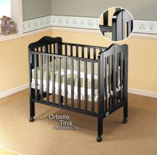 New Orbelle Tina/Noa 3 Level Portable Solid Wood Baby Crib   Black 