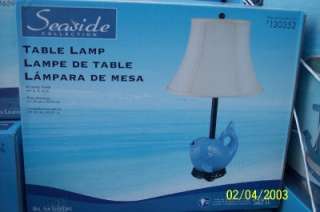 Seaside blue fish table lamp nautical beach look lamp  