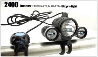 2400 Lumens CREE XM L T6 LED +2x XPE R2 LED Bike Bicycle Light  