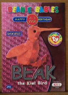 Ty Series 2~II~S2~Silver BEAK Birthday~Beanie Baby Card  