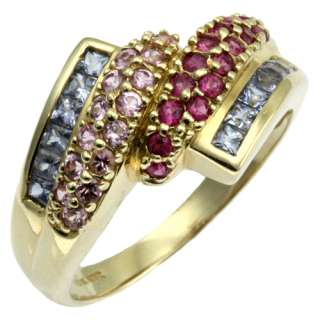 10 kt yellow gold multi color sapphire ring  