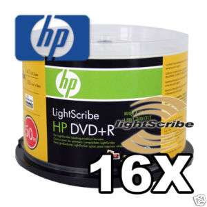 50 HP 16X DVD+R Lightscribe Blank Media in Cake Box  