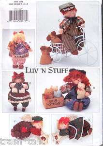  country primitive shelf sitter doll pattern 9 kitty pup 3  