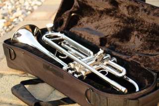 Used Bb B Flat SILVER NICKEL Trumpet & YAMAHA Care Kit  