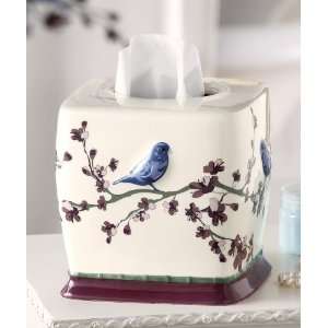 Botanical Bird Bathroom Ceramic Tissue Box Cover By Collections Etc