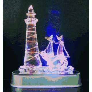   11493   Battery Operated Color Changing Crystal Light House Lamp
