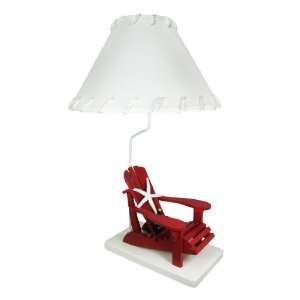  Red Adirondack Beach Chair Table Lamp Summer Decor