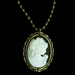 Vintage victorian antique cameo long gothic necklace  