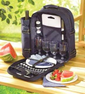 Picnic Camping Utensils Dishes Supplies Bag Backpack NEW  